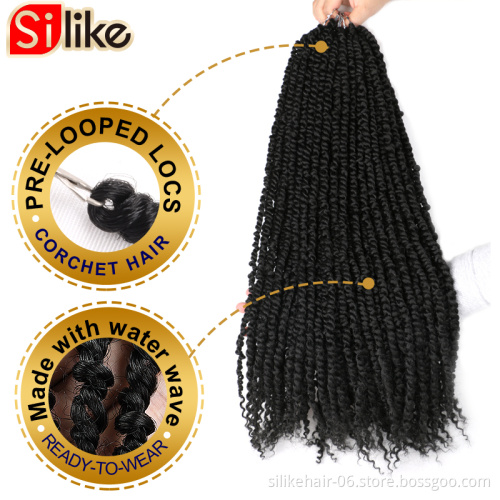 Passion Twist Hair 24 Inches Synthetic Water Wave Twists Crochet Black Curly Hair Bundles for Braiding Hair Extensions